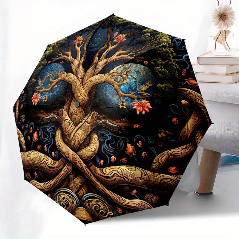 Tree of Life Mandala Wall Art: Nature's Harmony in Every DetailUmbrella, Portable 3-Fold Compact Umbrella for Men & Women Gift