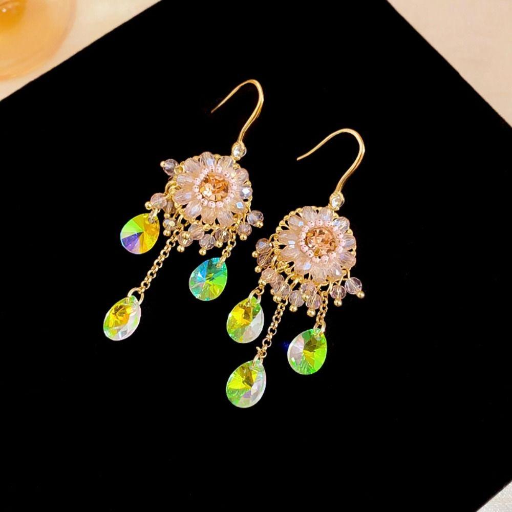 Pendant Crystal Stud Earrings Exaggerated Vintage Long Earrings Rhinestone Drop Earrings  Women