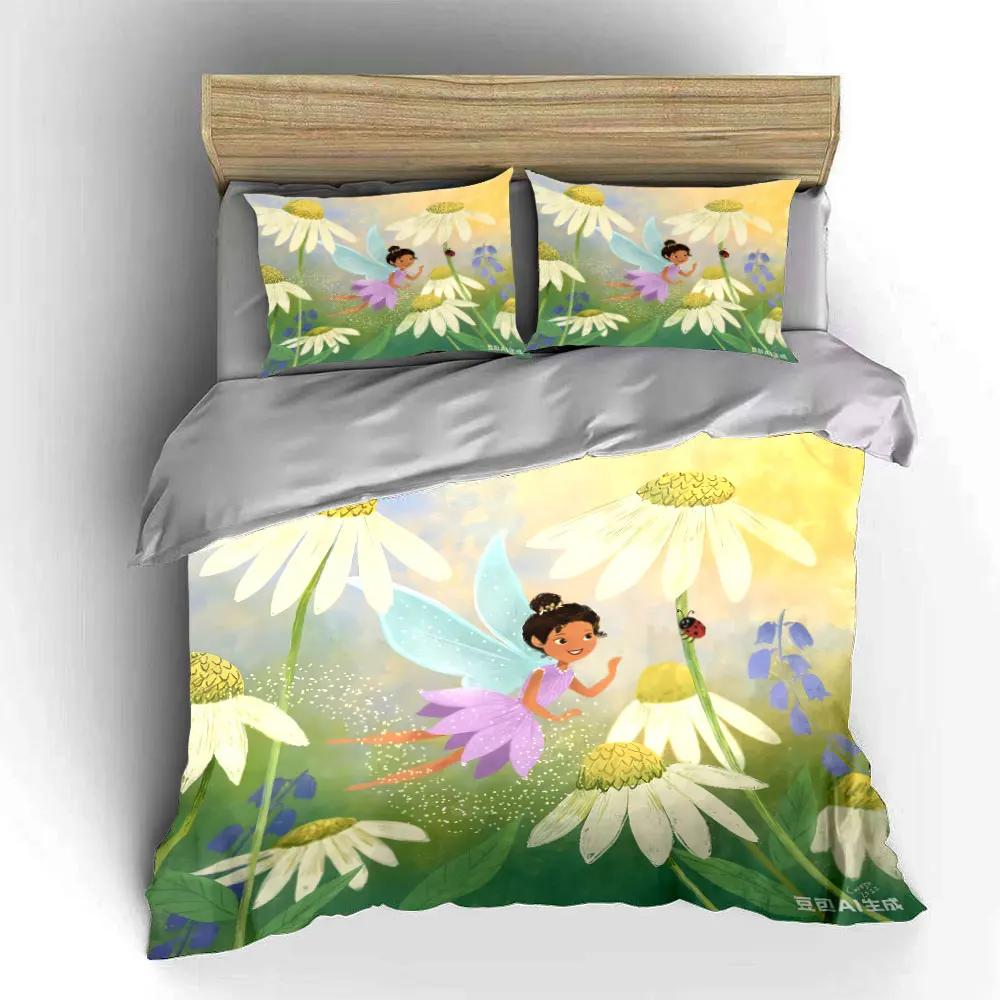 "Fairy Garden Kids Room Decor" Multiple Sizes Kid's and Adults' Bedroom Exquisite 3PC Bedding Set Gift