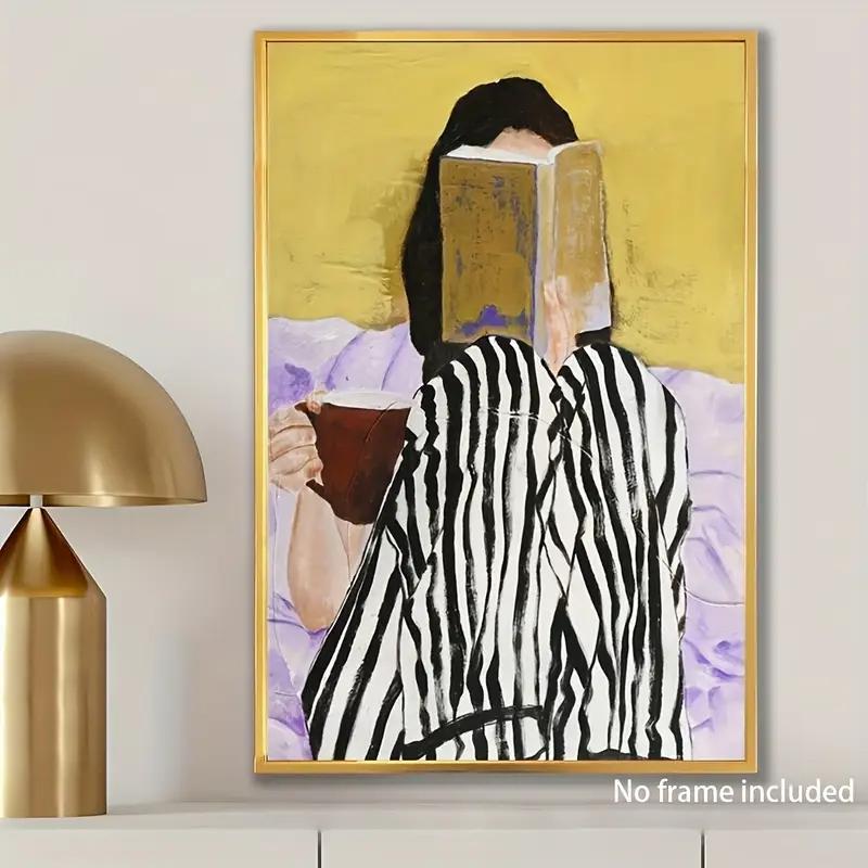 1pc Vintage Abstract Female Portrait Oil Painting Print Modern Art Home Living Room Bedroom Bathroom Canvas Wall Art Decor