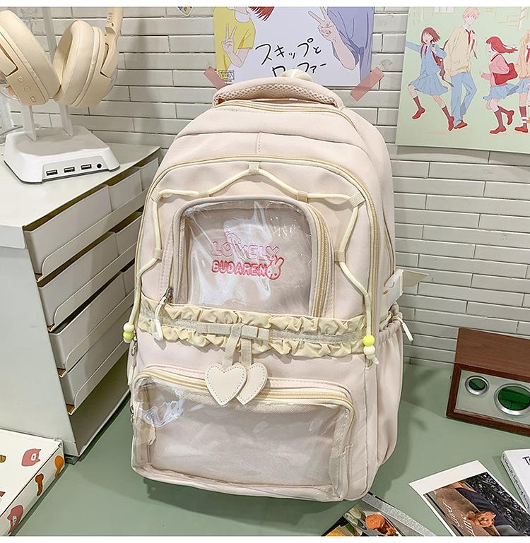 Schoolbag New Ins High Value Korean College Style Primary and Secondary School Students Two-piece Backpack Ballet Style Lace Make-up Bag