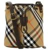 Borsa a secchiello da spalla in cotone con finiture in metallo dorato da donna Marrone 80938041