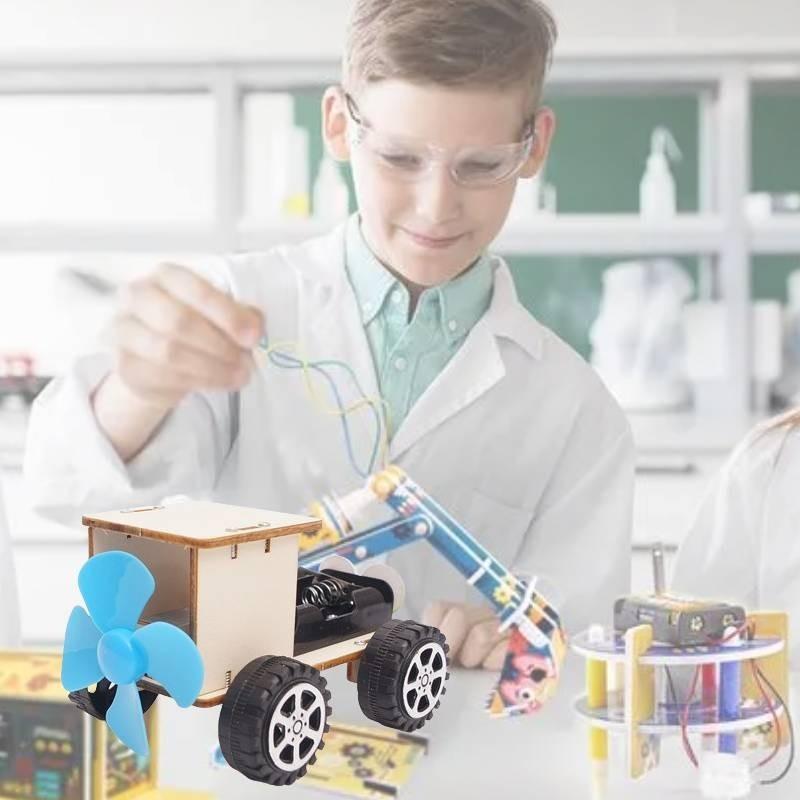 Stem Pädagogisches Windbetriebenes Geländefahrzeug DIY Holzmodellbausatz für Kinder Wissenschaftsexperiment