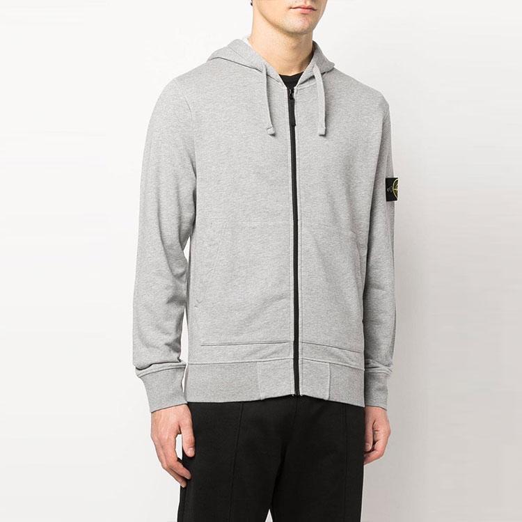 STONE ISLAND Hooded Track Top Melange Grey Men Tops 761564251-V0M64