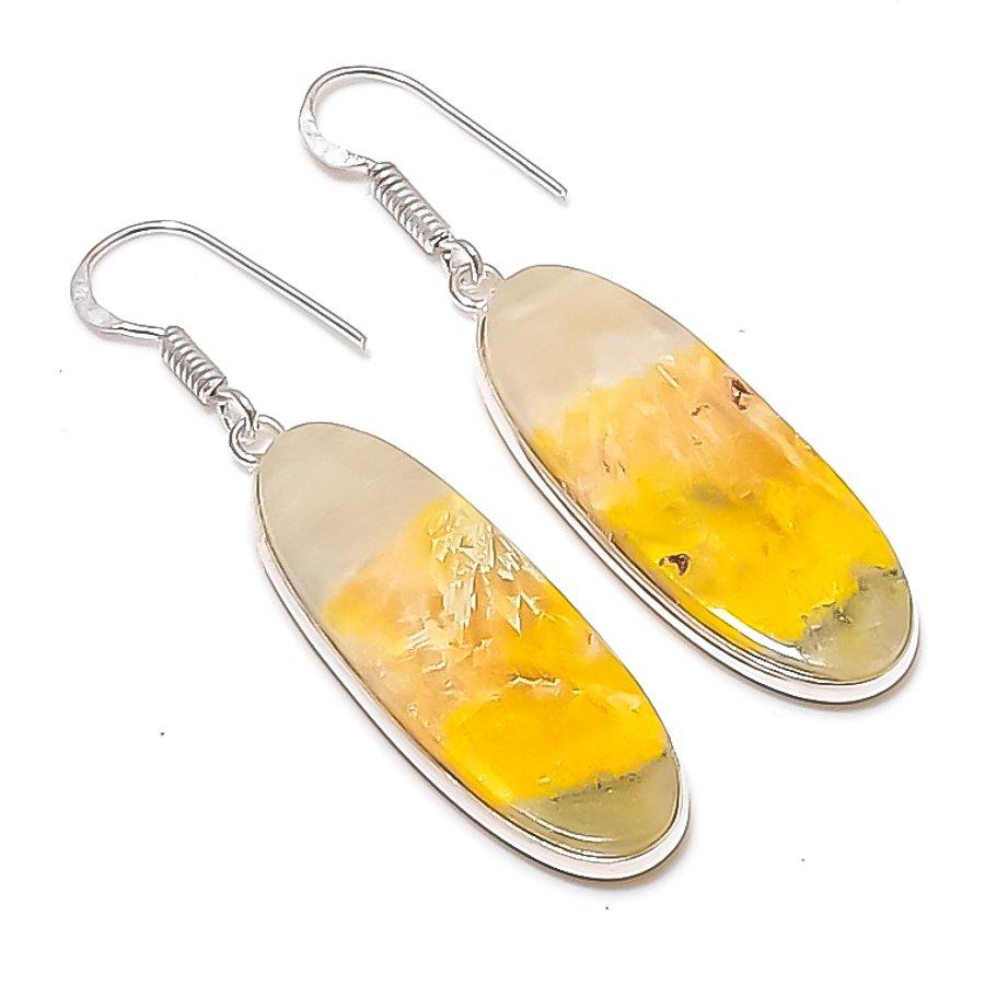 Natural Bumble Bee Jasper 925 Sterling Silver Jewelry Earring 2.17  AEE-11030