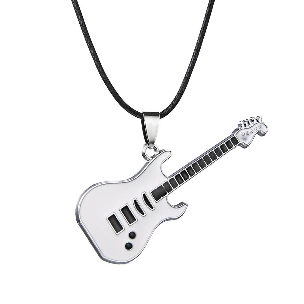 

Rinhoo Trendy Leather Chain Guitar Collar For Men Punk Rock Music Jewelry Gift Stainless Steel Collar Cushion