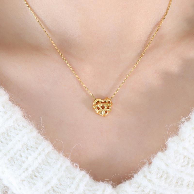 

Обернутое сердце в японском и корейском стиле с покрытием из 18-каратного золота и титановой стали, ожерелье с подвеской в виде персикового сердца, персонализированные универсальные серьги, комплект ювелирных изделий