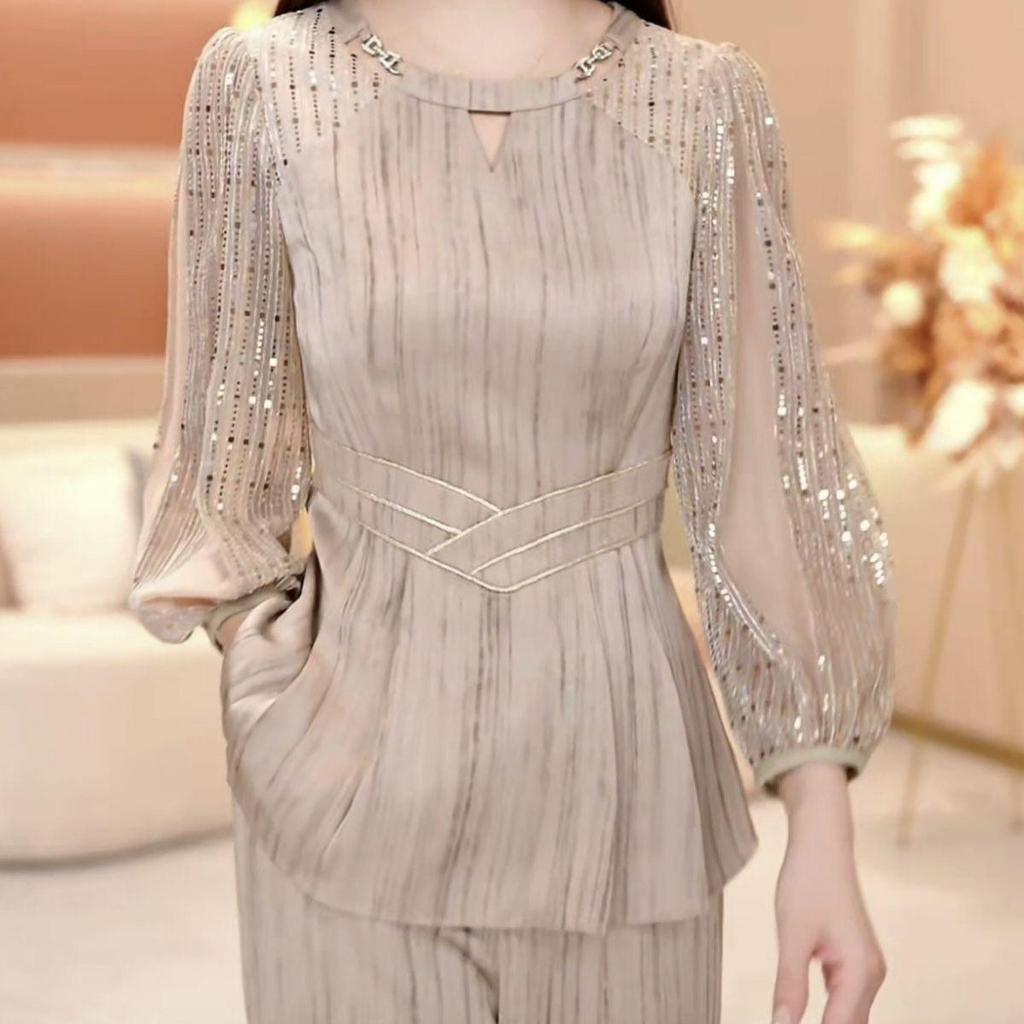 Elegant High-End Two-Piece Set: Slimming Top & Pants for Women, 2025 Spring Collection