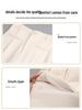 Women's Beige High-Waisted Wide-Leg Knitted Slim-Fit Trousers for Spring and Autumn, Fleece-Lined for Winter