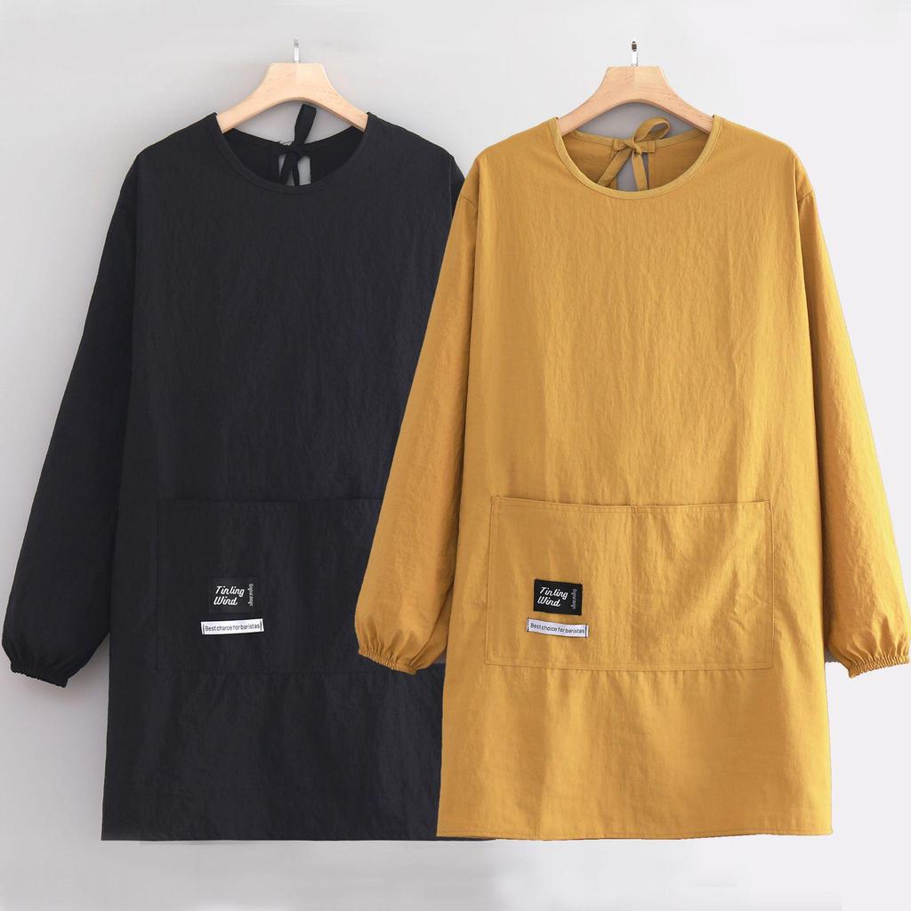 Waterproof Long Sleeve Kitchen Apron - Oil-Proof, Fashionable, Splash-Free Cooking Coveralls for Home & Catering