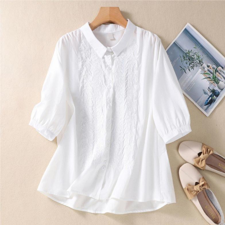 Художественная винтажная вышитая льняная рубашка женская без рукавов смесовая хлопково-льняная весенне-летняя новинка приталенный стиль M белый