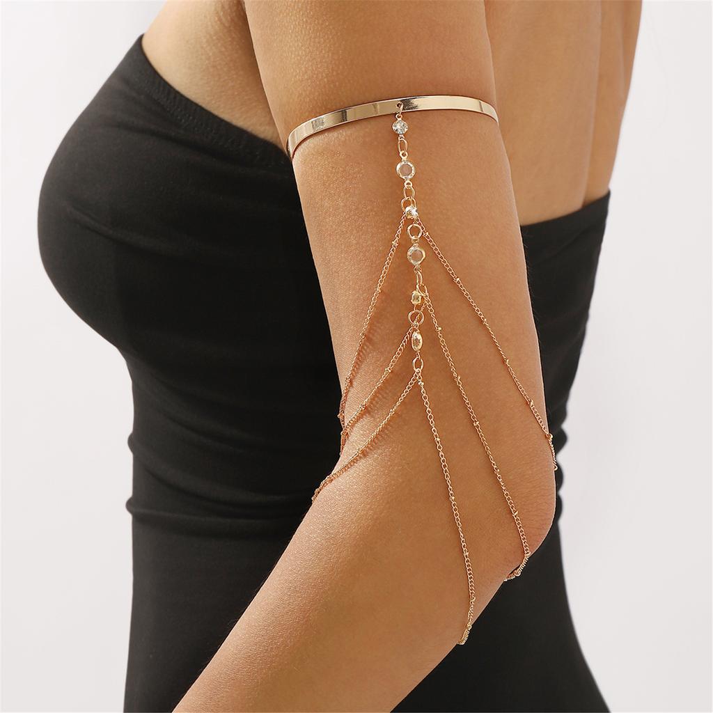 Adjustable Iron Resin Arm Cuff Bracelet With Detachable Fringe Design For Casual Or Formal Outfits