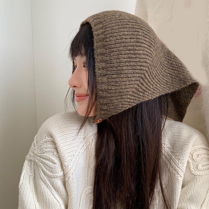 Thicken Knit Triangle Scarf Soft Wool Head Wrap Unisex Unique Style Headscarf For Women Men Outdoor Travel Accessory