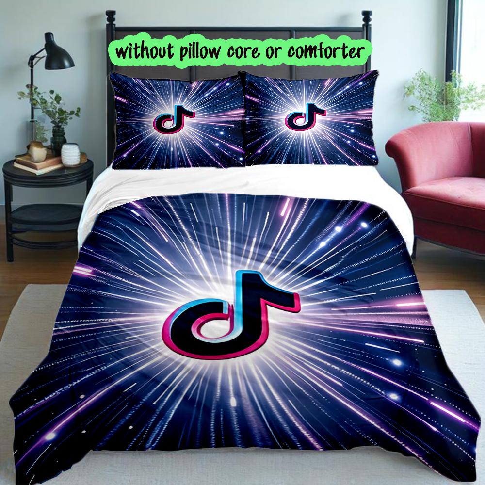 3pcs Duvet Cover Set, Tik Tok Digital Print Bedding Set, Soft Comfortable Bedclothes For Bedroom, Guest Room