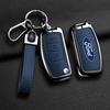Zinc Alloy Leather Car 3 Buttons Flip Key Case Cover Smart Remote Shell For Ford Fiesta Focus MK2 Mondeo Kuga Galaxy C-Max S-Max