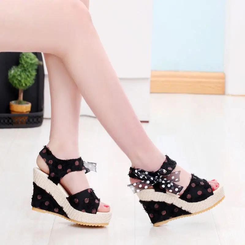 Fashion Wedges Heel Mesh Footwear Wholesale New Breathable Fashion Sandals for Women Vintage Summer Sale Asian Size Original Woman Shoes