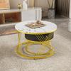 Elegant Assemblable Coffee Table: Marble Look, Gold Decor, Side Table with Drawers – Set of 2