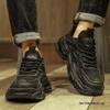 Herrskor Svart Air Cushion Sportskor - Sommar 2025 Trendiga Tjocka Sulor Fritidsskor för en "Gammal Pappa"-stil.