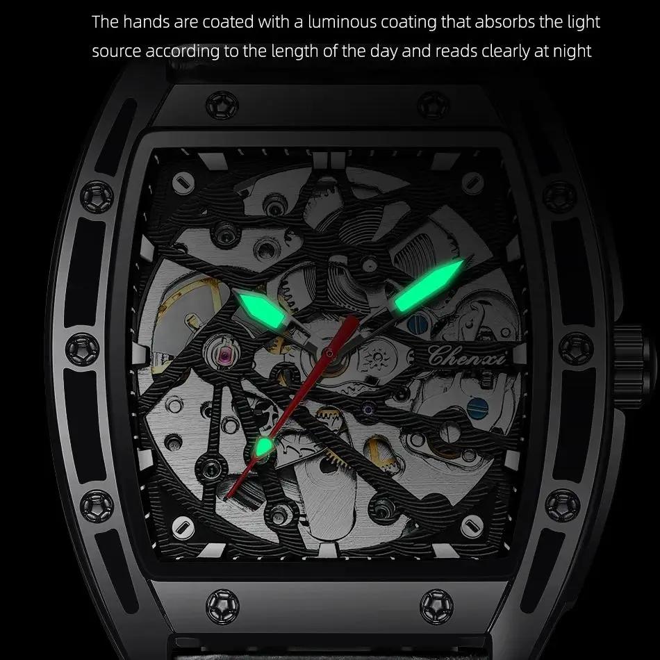 Stainless Steel Watch Case CHENXI Men Skeleton Japan Movement Watches Men's Bracelet Automatic Mechanical Male Wrist Watch