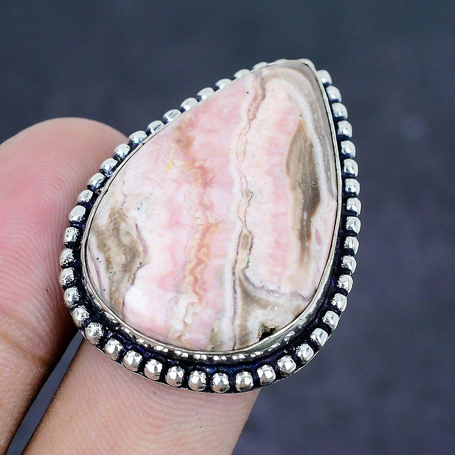 Natürlicher Rhodochrosit Edelstein 925 Sterling Silber Schmuck Ring Größe 6 I0r50