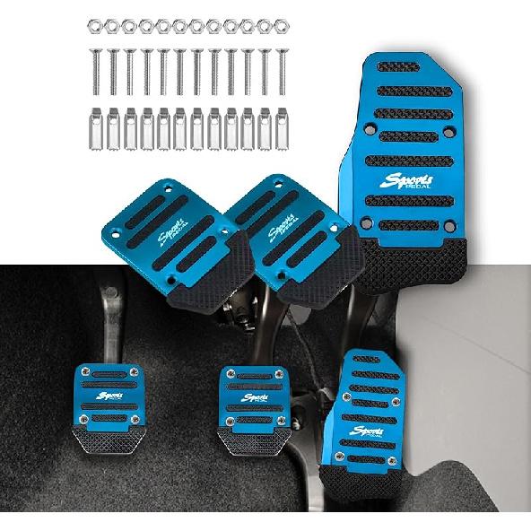 3PCS Car Non-Slip Aluminum Alloy Pedal Pads, Manual Transmission Brake Pedal Covers, Sports Gas Fuel Petrol Clutch Foot Pedals, Anti-Rubbing Car