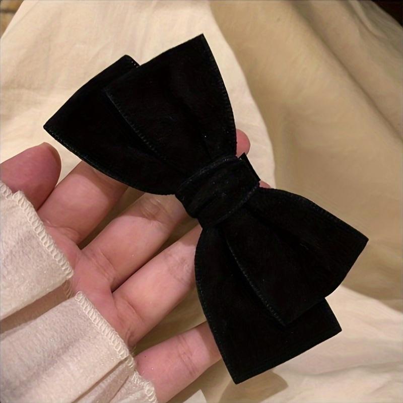 Élégant Chouchou Bandeau Nœud en Velours Noir - Style Doux Couleur Unie Accessoire Anneau à Cheveux pour Femmes, Adolescentes, Rentrée Scolaire