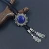 Elegant Bolo Tie with Stone Pendant Carved Necktie Western Necklace Cool Bolo Tie Western Cowboy Costume
