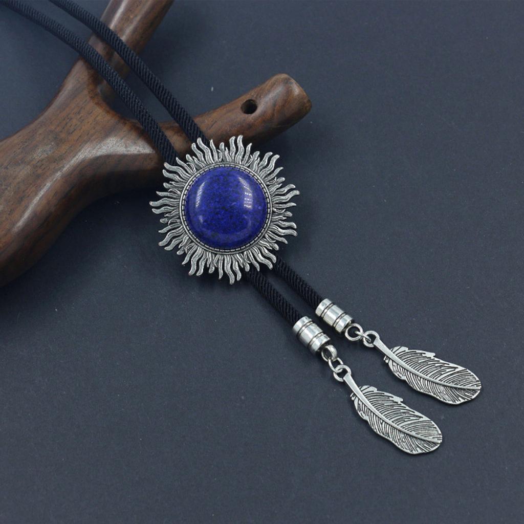 Elegant Bolo Tie with Stone Pendant Carved Necktie Western Necklace Cool Bolo Tie Western Cowboy Costume