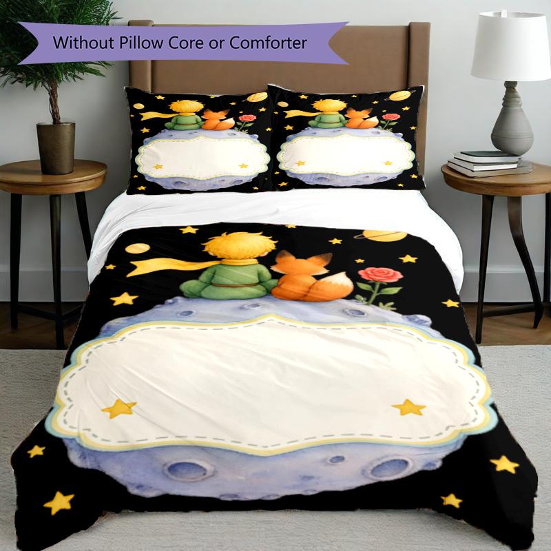 3pcs Duvet Cover Set (1*Duvet Cover + 2*Pillowcase, Without Core), The Little Prince Print Bedding Set, Bedroom Decor, All‑Season, Gift
