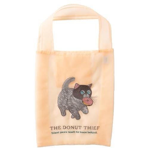Jubilee Organdy Tote Bag LightBlue 002 Cute Cat 3D Embroidery Lightweight Sheer Sub Bag Eco Bag