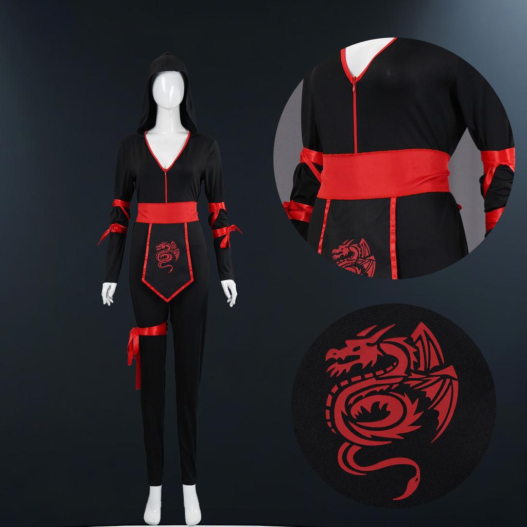 Adult Female Halloween Ninja Role Playing Black Uniform Stage Performance Dress