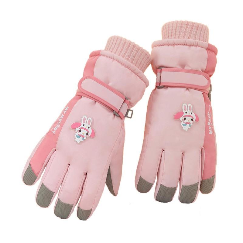 Cartoon Print Winter Warm Touchscreen Gloves Kids Girls Boys Skiing Cycling Windproof Waterproof Fleece Lined