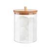 Recipiente Portátil Transparente Almofadas de Algodão Cotonetes Esponjas de Maquilhagem com Tampa Tanque de Armazenamento Empilhável Caixa Acrílica Porta Bolas de Algodão à Prova de Pó