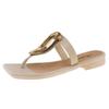 The New Square-toed Niche Clip-toe Sandals Wear Flat Metal Buckles On the Outside, Non-slip Beach Rome