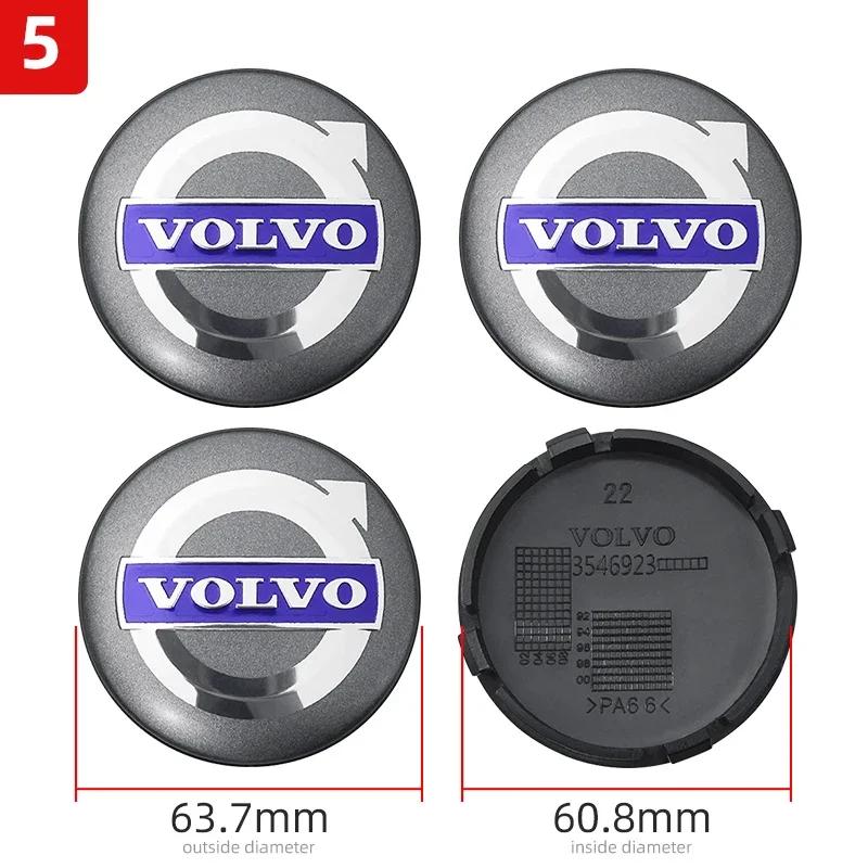 4Pcs 64mm Auto Wheel Center Caps for Volvo S40 S60 S80L XC60 XC90 V40 V50 V90 T6 - Premium Car Hub Cover Replacement Accessories