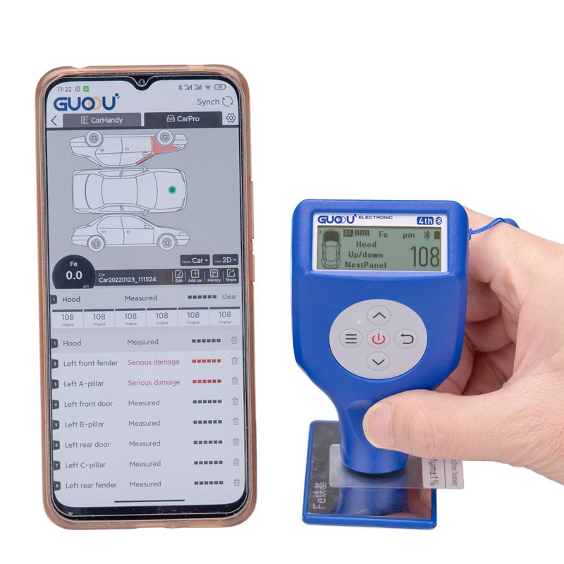 GUOOU GC8102 Auto Tester Plastic Paint Coating Thickness Gauge Meter for Car Damage Testing 3000UM синий