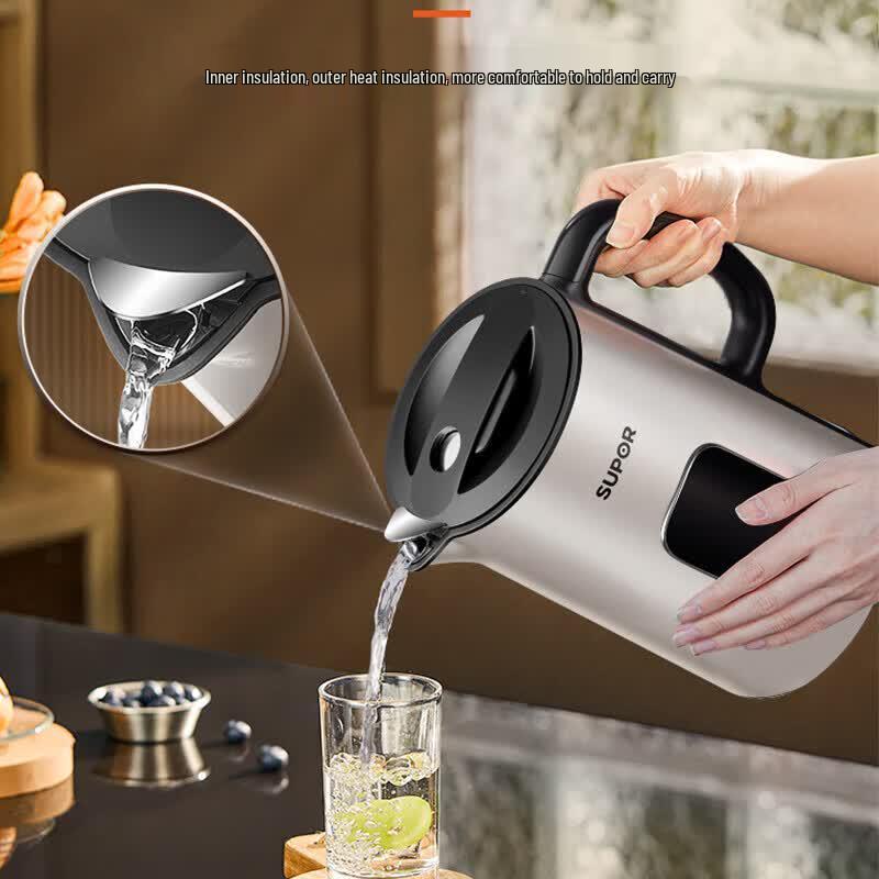 Supor 1.5L 316L Stainless Steel Electric Kettle with Digital Temperature Display CN plug (adapter included)