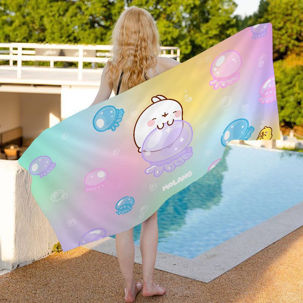 Cute White M-Molangs Rabbit Microfiber Beach Towel Absorbent Quick dry Soft Yoga Swimming Resort Mountain Climbing Towel