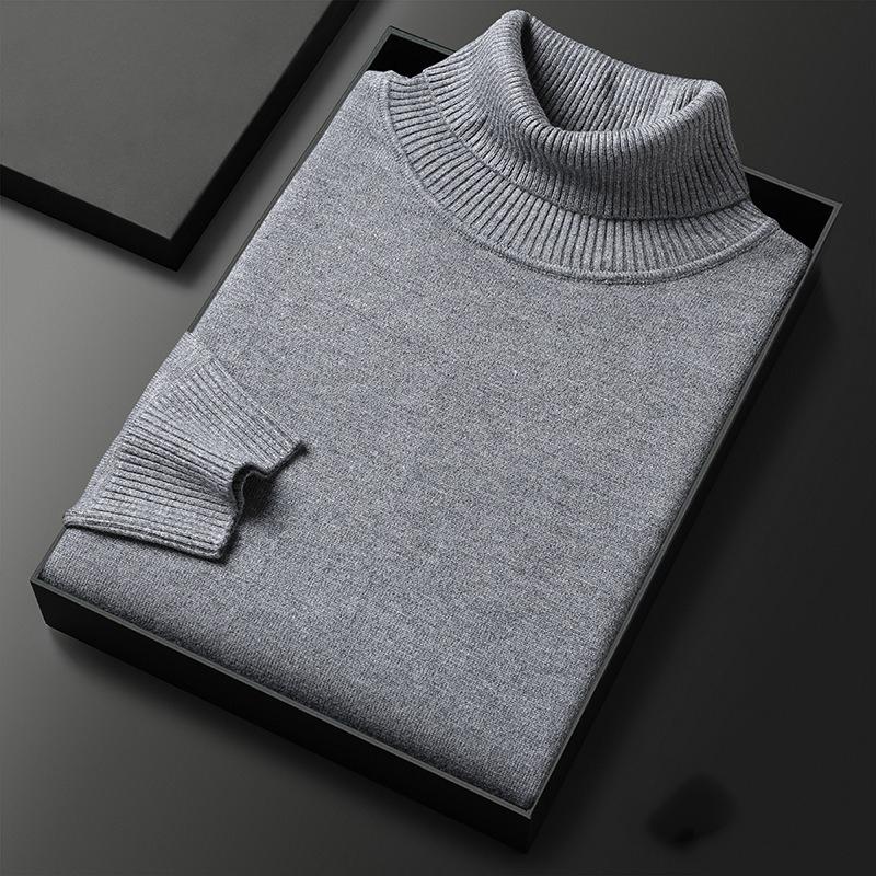 Men's sweater knitted bottoming Slim solid color high neck pullover sweater multi-color