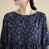 Spring Floral Print Vintage Maxi Dress Long Sleeve Loose Oversize Casual Basic Long Dress for Women Plus Size