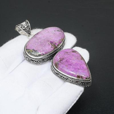Purpurite Gemstone Handmade 925 Srebro Sterling Biżuteria Wisiorek Naturalny Purpurite Podwójny Kamień Szlachetny Wisiorek Biżuteria Fine Jewelry Na Prezenty