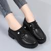 New Autumn and Winter Mid-heel Genuine Leather Casual Lazy Leather Shoes Black Thick-heeled Work Shoes Versatile Thick-soled Women's Shoes