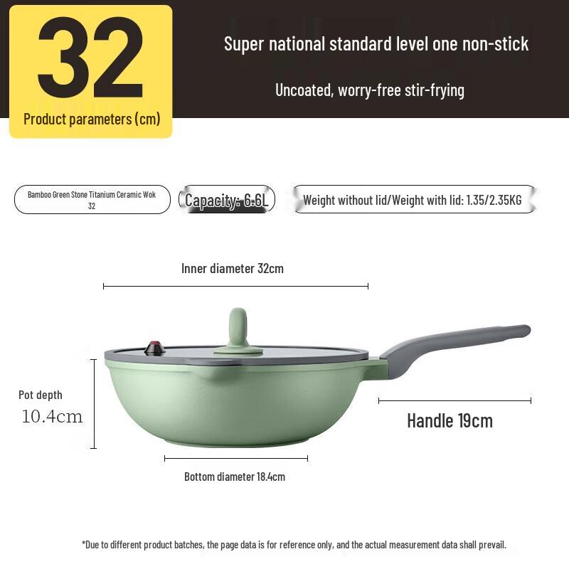 Chuda Huang 32cm Ceramic Exterior Titanium Shield Non-stick Wok