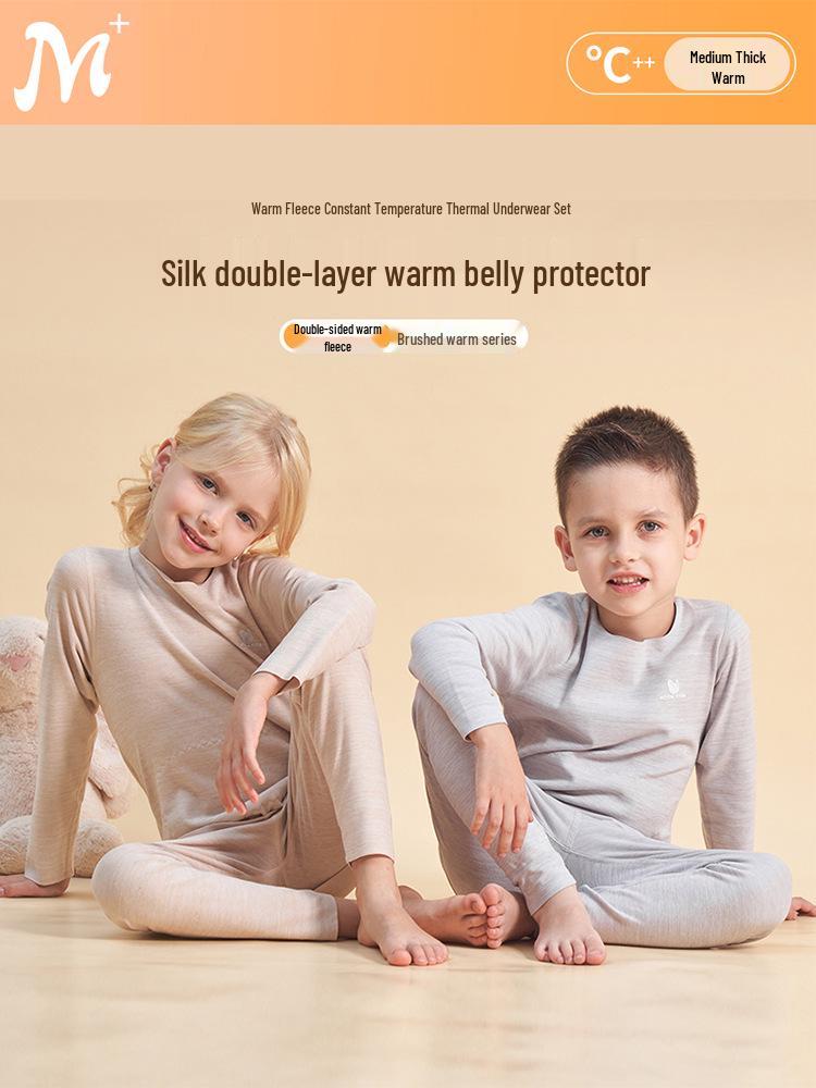 Kids' Warm Underwear Set with Belly Protection - Autumn/Winter Style for Boys & Girls