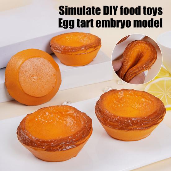 Realistic Egg Tart Squeeze Toy Soft Bouncy Portuguese Tart Fidget for Stress Relief Cute Dessert-Themed Decompression Gadget Fun Novelty Gift for