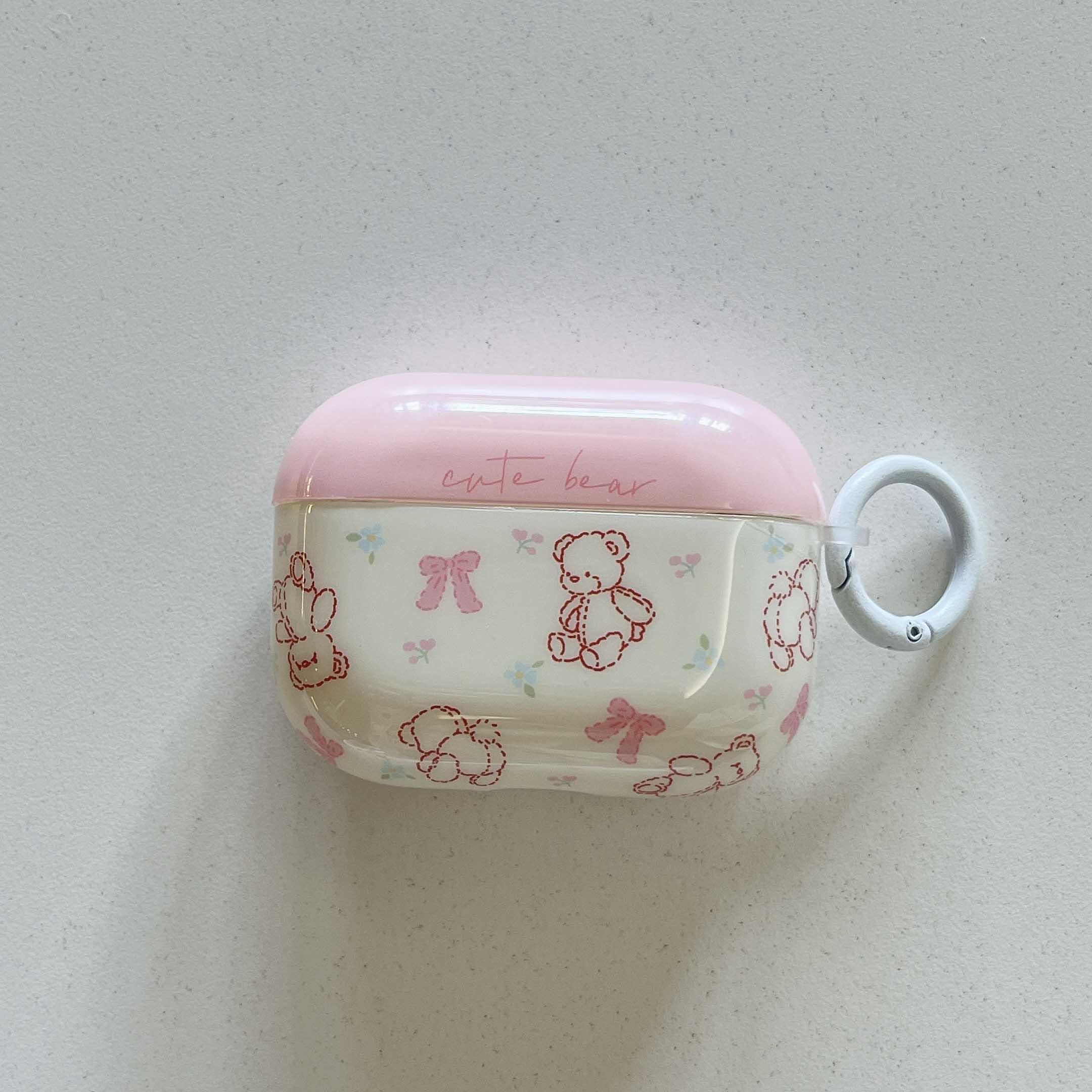 

Cute Cartoon Bear Headset Case For Airpods Pro Pro2nd Cover Pink Bow Knot For Airpod 1 2 3 Fundas Shockproof Coque For Airpods 3(2021)