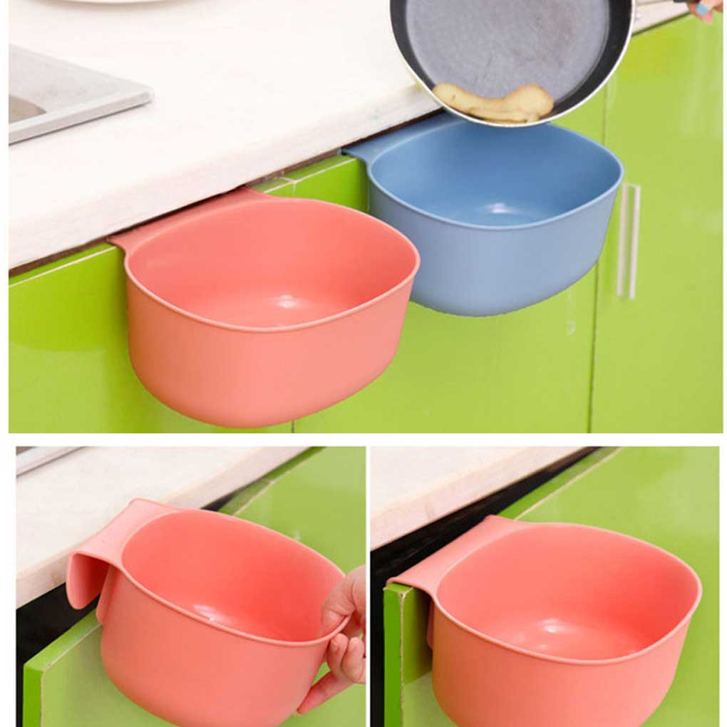 2 Pcs Kitchen Hanging Trash Can Door Buckle Garbage Basin Oval Shape Organizer Storage Large Sink Clutter Collection Basket