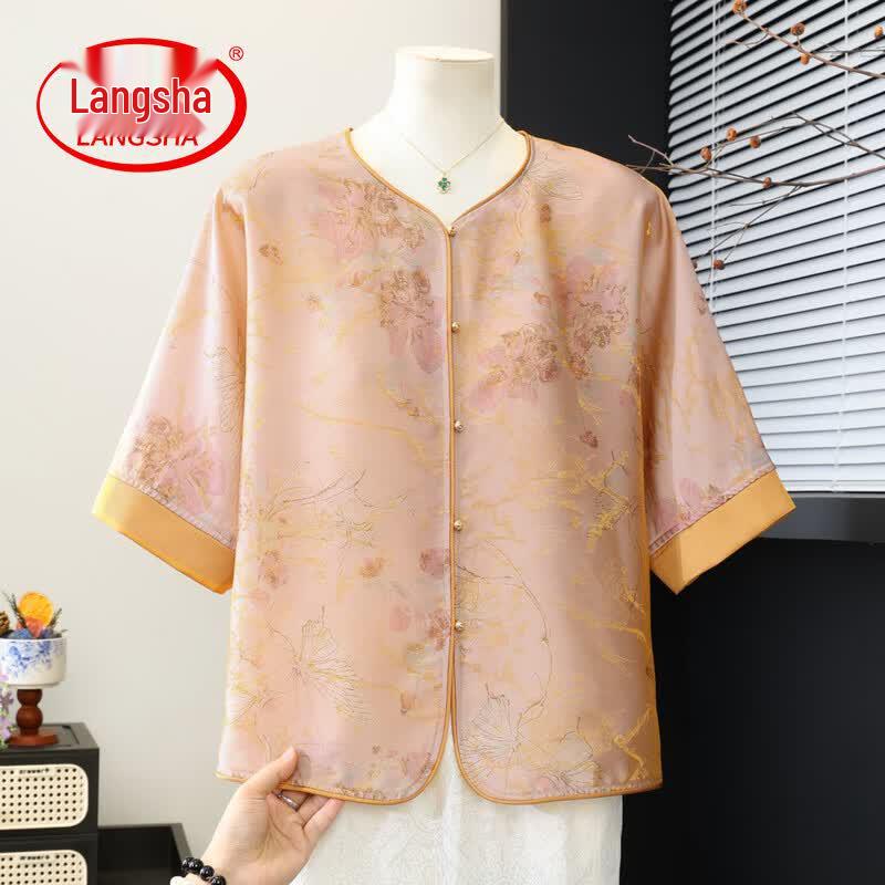 LangSha Women s New Chinese Style Jacquard Blouse 5XL