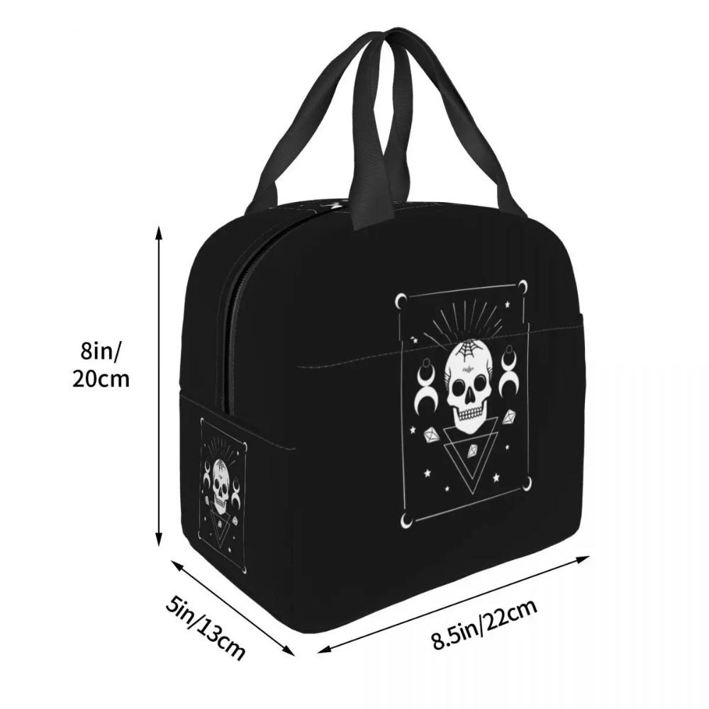 Skull & Witchcraft Symbols Goth Insulated Lunch Bag for Kids School Cooler Thermal Food Box Tote Portable Lunch Boxes Container