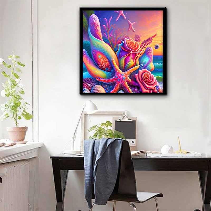New Arrival 5D DIY Full Circle Diamond Painting "Starfish Rose" Embroidery Cross Stitch Home Decor Gift